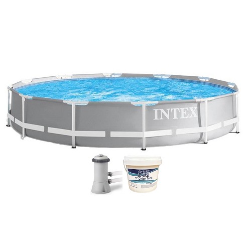 Intex 26711EH 12ft x 30in Prism Metal Frame Above Ground Swimming Pool with Filter Pump & 3 Inch Chlorine Tabs, 25 lbs (No Filter Pump Included) - image 1 of 4