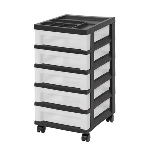 IRIS Drawer Storage Cart with Organizer Top Black - 1 of 4