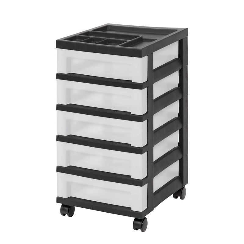 IRIS Drawer Storage Cart with Organizer Top Black, 1 of 7