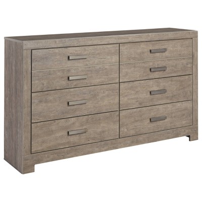 Culverbach Contemporary Gray Dresser with Mirror and Roller, 58.7"