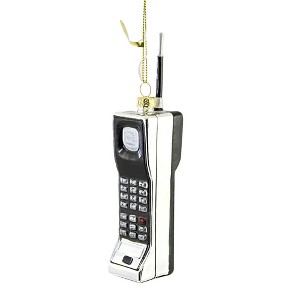 5.75 In Brick Phone Silver Christmas Cell Vintage Tree Ornaments - 1 of 3