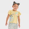Toddler Girls' 2pc Bluey Eyelet Sleeve Top & Woven Shorts Set - Light Yellow - 3 of 4