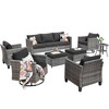 Ovios Tampa 8pc Wicker Outdoor Patio Furniture Conversation Sofa Set with Swivel Chairs and Cushions - 2 of 4