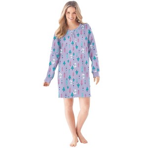 Dreams & Co. Women's Plus Size Thermal Henley Sleepshirt - 1 of 4