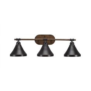 Toltec Lighting Blacksmith 3 - Light Vanity in  Dark Granite with 7" Dark Granite Cone Metal Shade Shade - 1 of 1