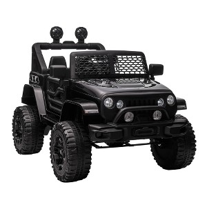 12V Kids Electric Ride-On Off-Road Truck with Remote Control, Music Player & LED Headlights – Black - 1 of 4