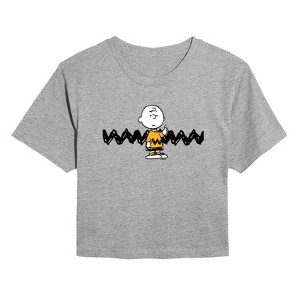 Women's - Peanuts - Charlie Brown Cropped Graphic T-Shirt - 1 of 4