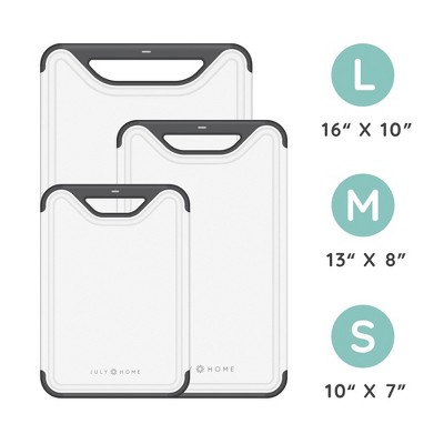 July Home White and Gray Plastic Cutting Board Set of 3