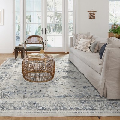 Blue Quartz 8' x 10' Washable Synthetic Flatwoven Area Rug