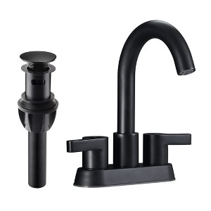 Bathroom Faucet 2 Handle Centerset Bathroom Sink Faucet with Pop Up Drain Assembly, 4 Inches Bathroom Vanity Lavatory Faucet 3 Holes - 1 of 4