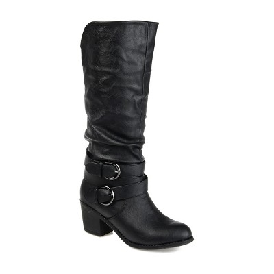 Journee Collection Womens Late Wide Calf Stacked Heel Mid Calf Boots