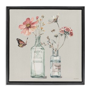 Stupell Industries Flower Jar Butterfly Painting, 18" x 18" - 1 of 4