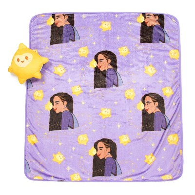 Disney Wish Kids&#39;  Pillow and Throw Set Gold/Purple