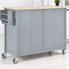 54" Kitchen Island Cart with Solid Wood Top, 4-Door Cabinet, 2 Drawers, Spice & Towel Rack, Adjustable Shelves, Locking Wheels - 3 of 4