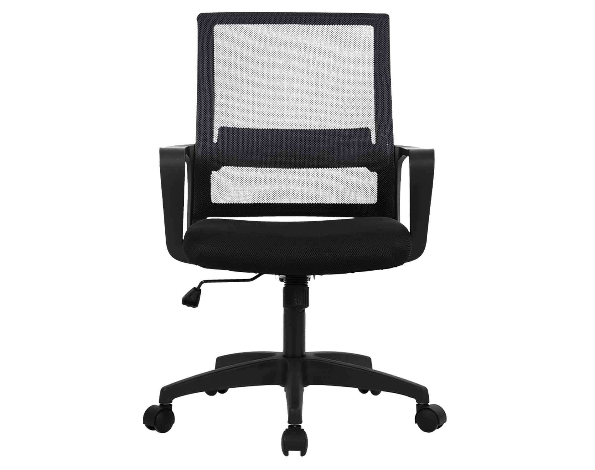 FDW Office Chair Mid-Back Mesh Desk Chair with Lumbar Support Adjustable Height and Armrests Perfect for Gaming or Home Office Use, Black