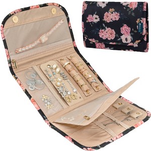 PAVILIA Travel Jewelry Case Organizer, Foldable Roll Bag, Small Pouch Wallet for Earrings Rings Necklaces Bracelets Packing Accessories - 1 of 4