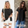 EXLURA Womens Summer Oversized Tops Short Sleeve Crewneck Waffle Shirts Casual Blouses - 2 of 4