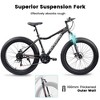 26 Inch Fat Tires Mountain Bike, 4'' Wide Wheel, 21-Speed Disc Brakes, Mens Womens Trail Beach Snow Commuter City Mountain Bike - 3 of 4