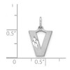 Black Bow Jewelry 14k White Gold, Julia Collection, Small Satin Block Initial V Pendant - 3 of 4