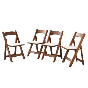 Anybear 4pcs Upholstered Folding Chair For Dining Room, Space Saving, Easy To Carry, Walnut Shelf+Beige Cushion - 1 of 4