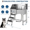 coucheta 38" Professional Stainless Steel Dog Washing Station – Dog Bathtub with Ramp, Non-Slip Grate, Left Stairs & Sliding Door for - 4 of 4