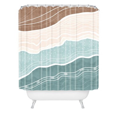 Marta Barragan Camarasa Modern Beach Abstract II Shower Curtain Blue/Brown - Deny Designs