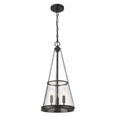 Prescott Matte Black Mini Drum Pendant with Nickel Accents