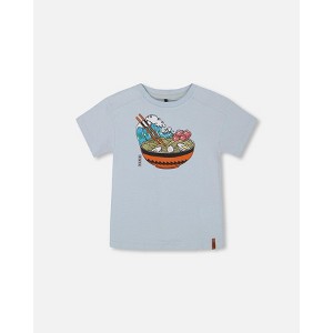Deux par Deux Boy Short Sleeve Graphic Tee Blue and Ramen - 1 of 4