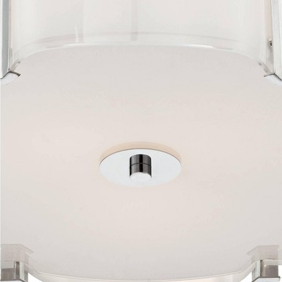 18" Chrome and Glass Drum Modern Ceiling Light