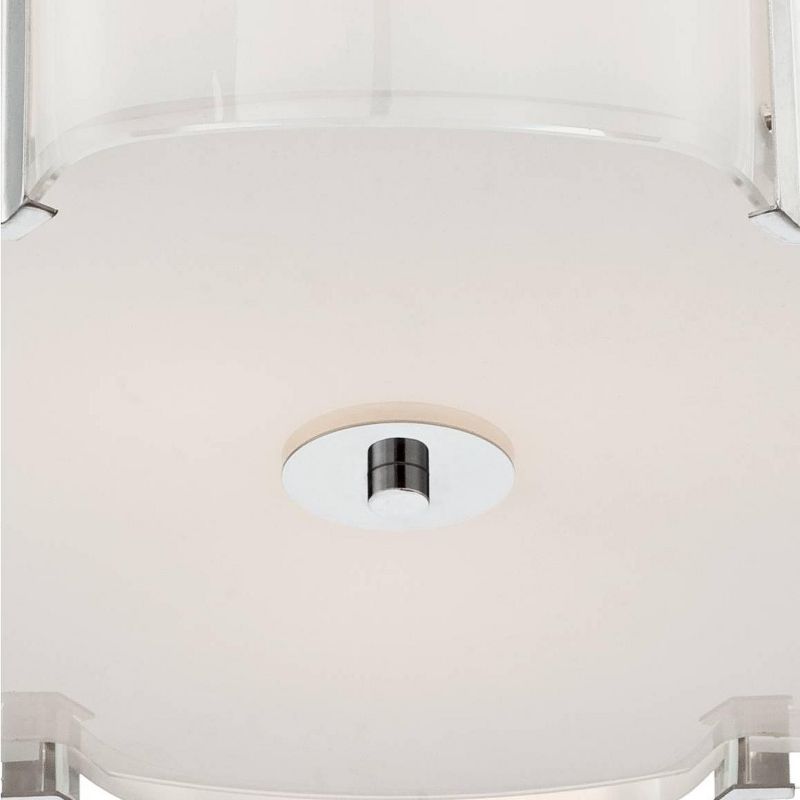 Possini Euro Design Flair Modern Ceiling Light Flush Mount Fixture 16 3/4" Wide Chrome 3-Light White Glass Scalloped Edge Drum Shade for Bedroom House, 3 of 8