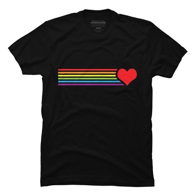 Design By Humans Pride Racing Stripe Heart By Belugastore T-Shirt - Black - 4X Large