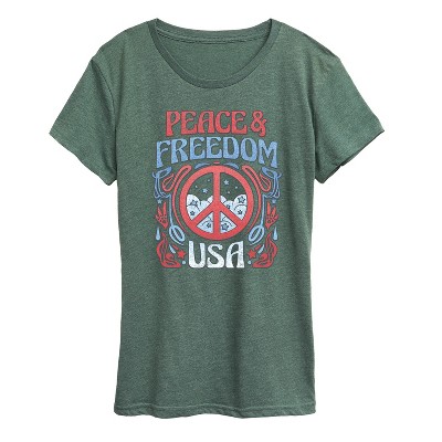 Women's - Instant Message - Peace And Freedom Short Sleeve Graphic T-Shirt