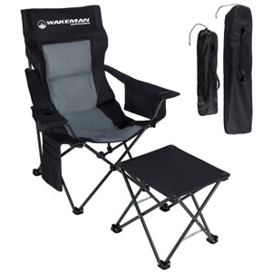 Wakeman Outdoors Oversized Camping Chair with Foot Rest, Cooler