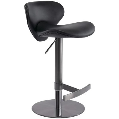 NicBex Swivel Adjustable Height Bar Stools,Modern Bar Chair with Stainless Steel Base and Footrest for Home Kitchen Counter,Black