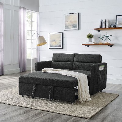CAVINAS Convertible Pull-Out Sleeper Sofa, Loveseat Sofa Bed with Pull-out Bed, Adjsutable Back and 2 Arm Pocket, Couches for Living Room