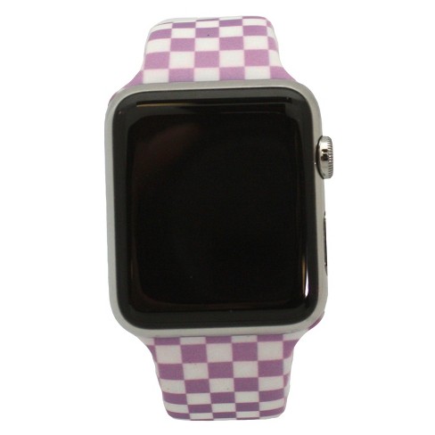 Pink Checkered Silicone Watch Band