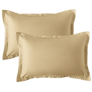 2 Pack Brushed Microfiber Pillow Shams, Super Soft and Cozy Oxford Pillowcases - NTBAY - 1 of 4