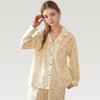 Anna-Kaci Lounge Women's Bow Print Woven Pajama Set with Long Sleeve Collared Top and Relaxed Fit Pants - 3 of 4
