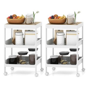Costway 3 Tier Utility Rolling Cart Rolling Storage Cart with Detachable Tray Top - 1 of 4