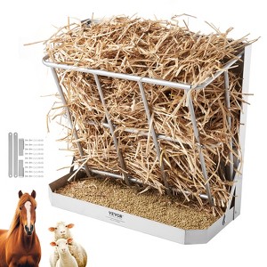 VEVOR Goat Hay Feeder, 21 Gallons Large Capacity, 2 in 1 Hay and Grain Feeder, Wall Mounted Livestock Feeder with Feed Tray - 1 of 4