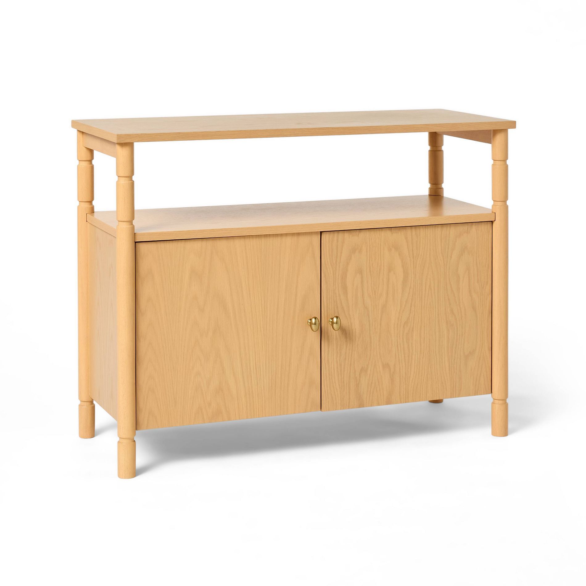 Modern Turned Wood 2 Door Cabinet Brown - Threshold™ designed with Studio McGee