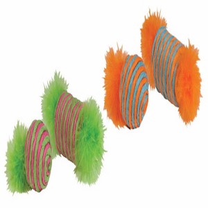 Chomper Kylies Brights Assorted Raffia Raffia Spool and Ball with Feather Cat Toy Large 2 pk - 1 of 1