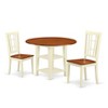 East West Furniture 3 Pc Kitchen Table set - Robust Two 9-Inch Drop Down Leaves Solid Wood Dinette Table & 2 Wooden Seat Dining Chairs,  White - 2 of 4