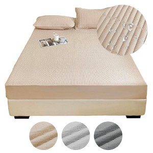 Unique Bargains Lattice Stitching Fitted Sheet 1 Pc - 1 of 4