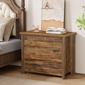 Tribesigns Wood Nightstand with 3 Drawers, Farmhouse Bedside Table with Storage for Bedroom and Small Spaces, Easy Assembly - 1 of 4