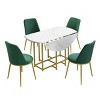 5-Piece Extendable Dining Set,Round Dining Table with Faux Marble Top and Metal Legs,4 Upholstered Foldable Dining Chairs for Small Space-Tanpinhause - 2 of 4