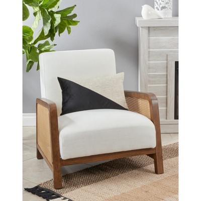 Black and Cream Geometric Velvet Lumbar Pillow Cover