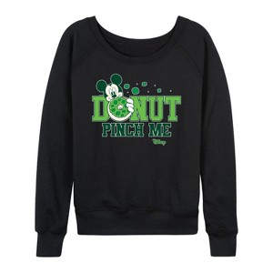Women's - Disney - Donut Pinch Me Lightweight French Terry Wide Neck Long Sleeve Shirt - 1 of 4