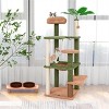 Gulches Green Brown 60 inch Tree Cat Tree Large Small Cats Engineered Wood Sisal Teddy Fleece Self Groomer Anti Tip Plush Perch Activity Center - 3 of 4