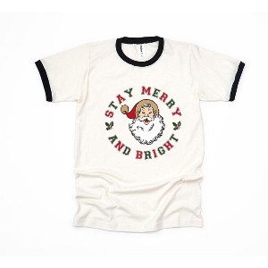 Simply Sage Market Women's Stay Merry and Bright Circle Short Sleeve Ringer Tee - 1 of 4